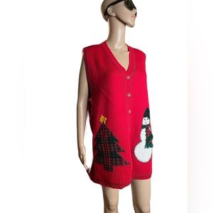 VTG C.S.T. Sport red knit Christmas vest size 1XL